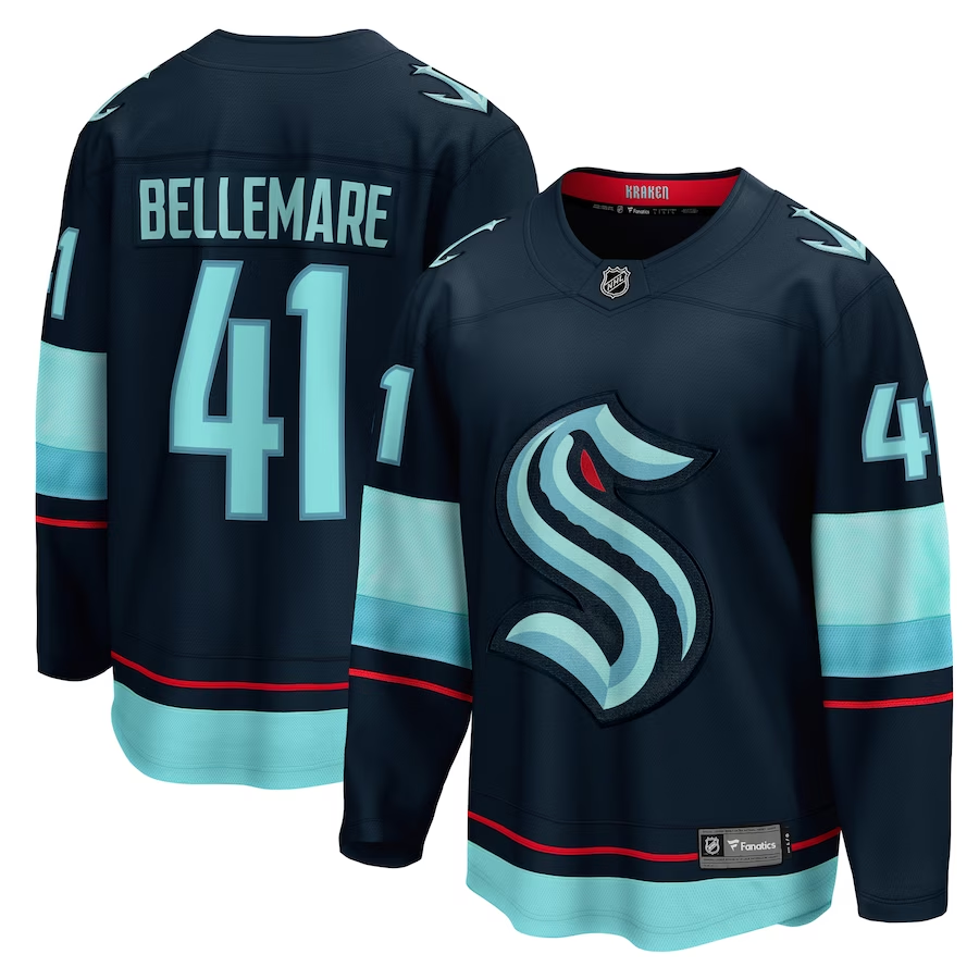 Men's Seattle Kraken Pierre-Edouard Bellemare #41 Deep Sea Blue Home Breakaway Jersey